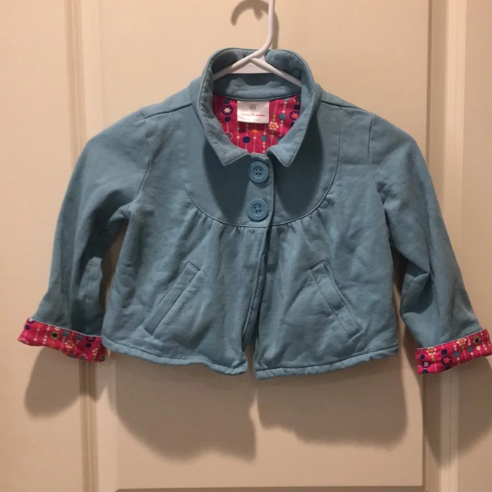Hanna Andersson girls Button Down jacket 100% Cotton kids size 5(110)floral cuff